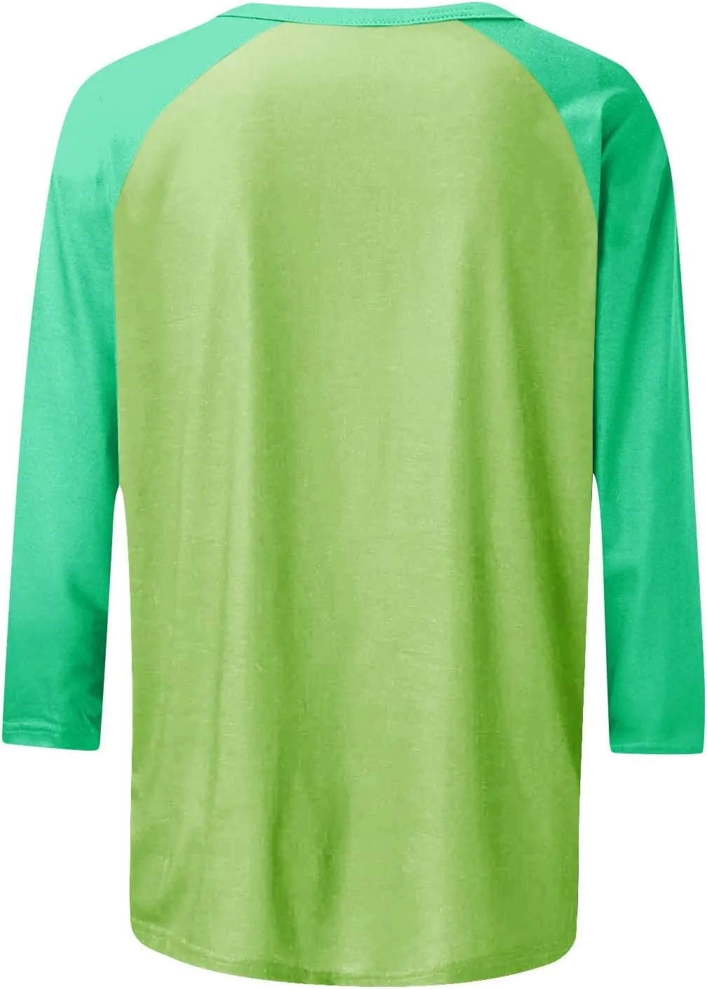 3/4 Length Sleeve Womens Baseball Jersey Tops Green and White Raglan Tshirt Three Quarter Sleeve Casual Style Tees