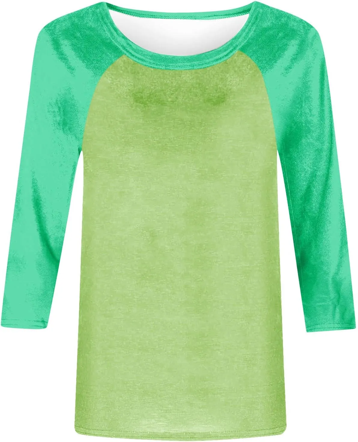 3/4 Length Sleeve Womens Baseball Jersey Tops Green and White Raglan Tshirt Three Quarter Sleeve Casual Style Tees