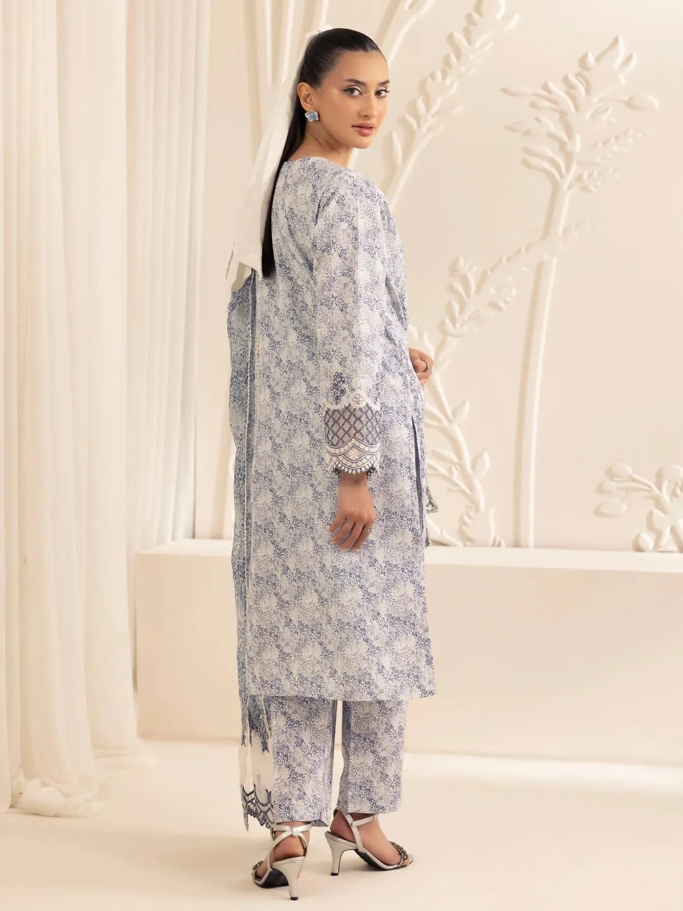 3pc Silk Lawn Printed & Embroidered Suit by Mohagni 03