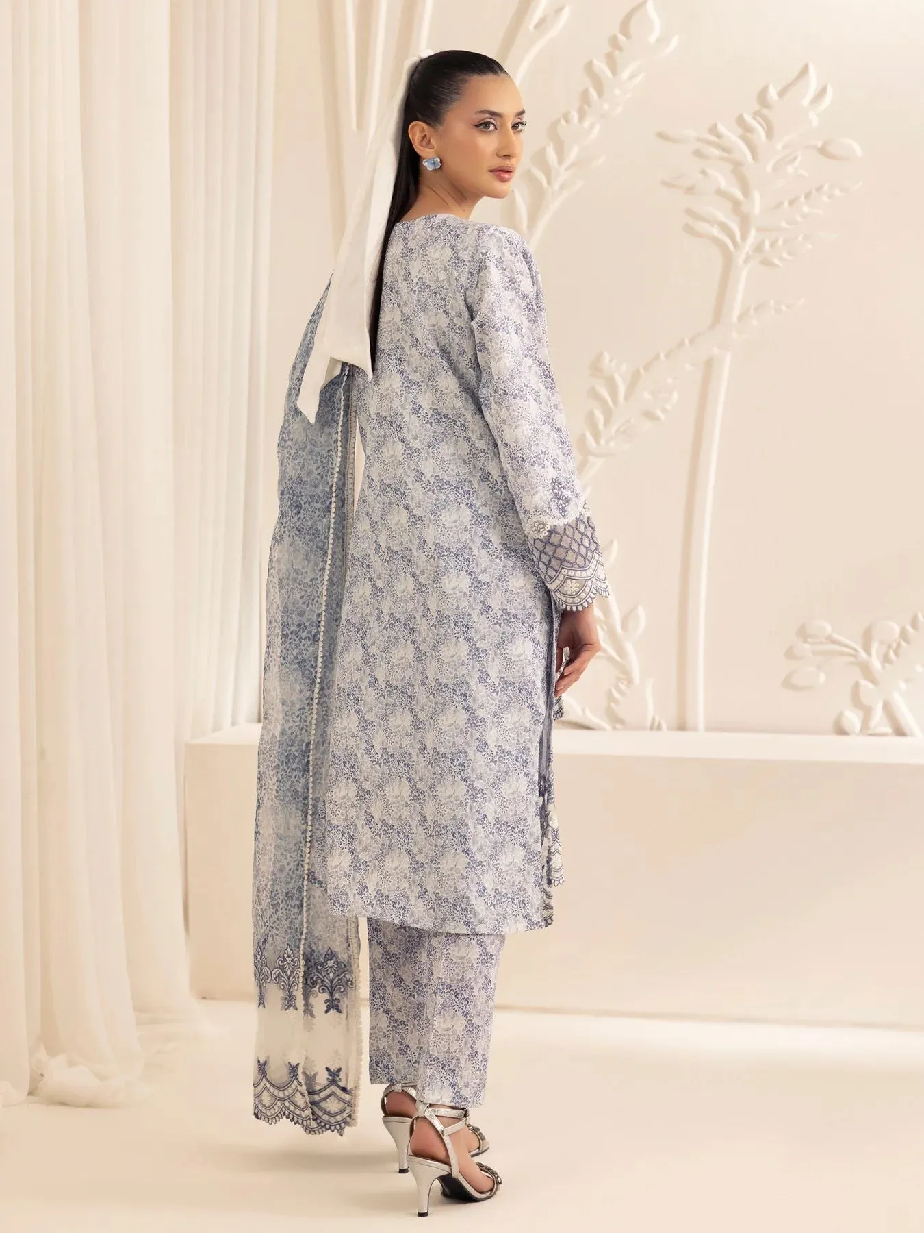 3pc Silk Lawn Printed & Embroidered Suit by Mohagni 03