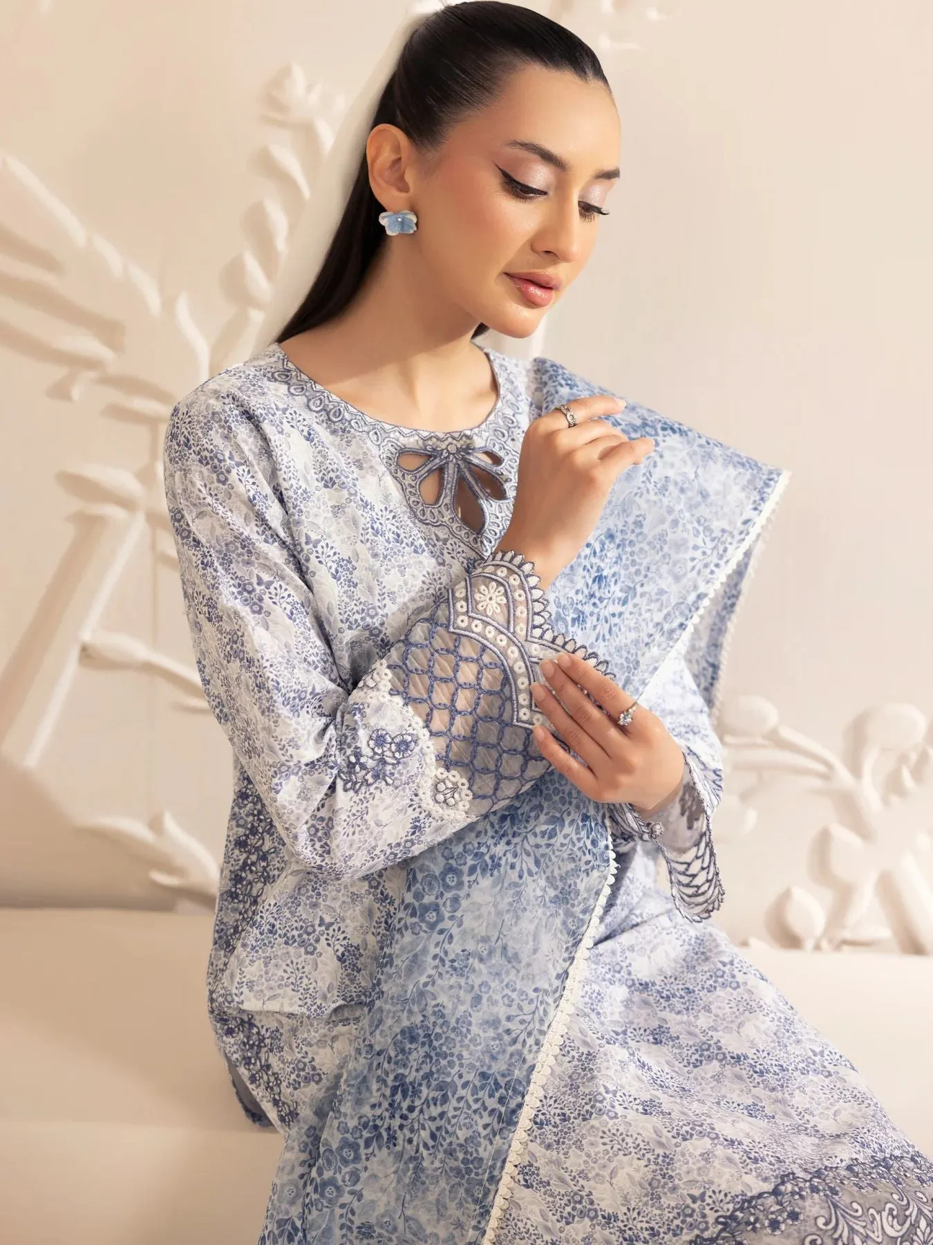 3pc Silk Lawn Printed & Embroidered Suit by Mohagni 03