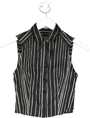 Alice   Olivia Black Striped Sleeveless Shirt UK XS