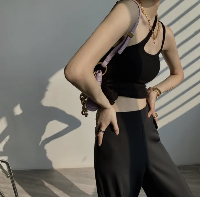 Asymmetrical Tank Top - Black