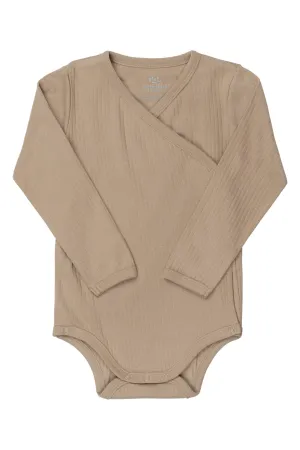 BABY RIB JERSEY BODY CROSSOVER W. LONGSLEEVE - BEIGE