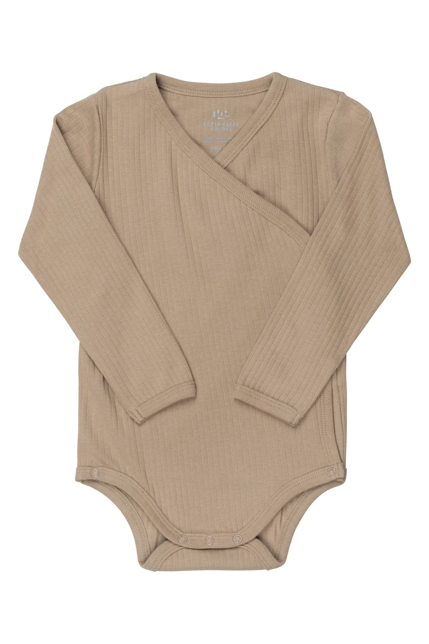 BABY RIB JERSEY BODY CROSSOVER W. LONGSLEEVE - BEIGE