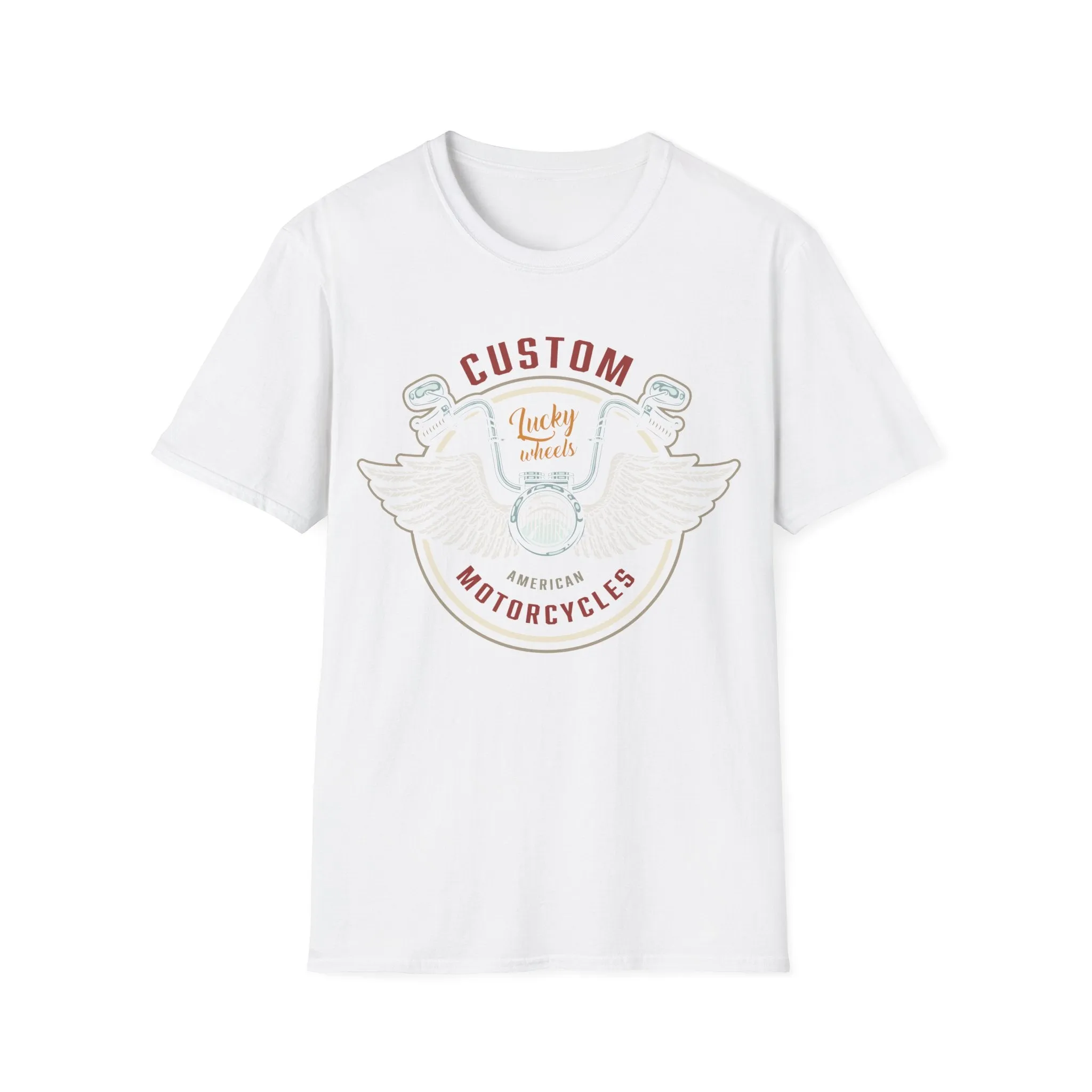 Biker T Shirt  Ring Spun Cotton Custom Lucky Wheels