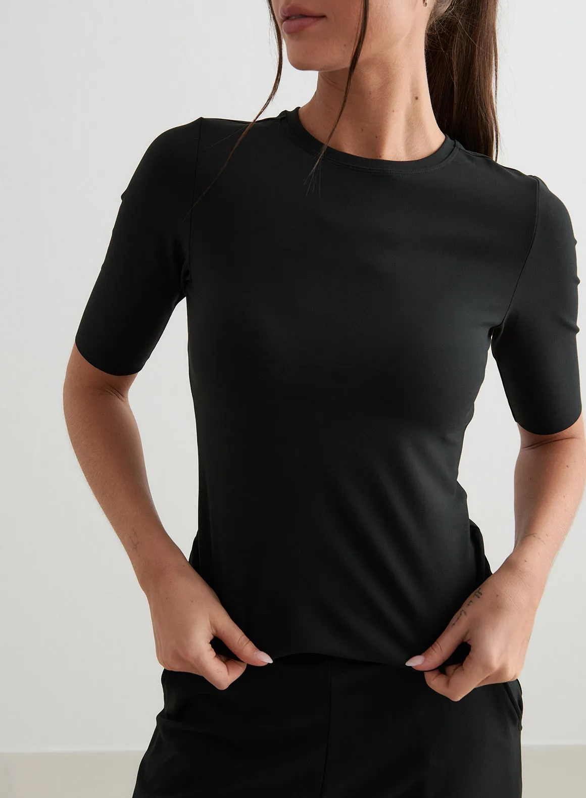 Black Sense Half Sleeve Top
