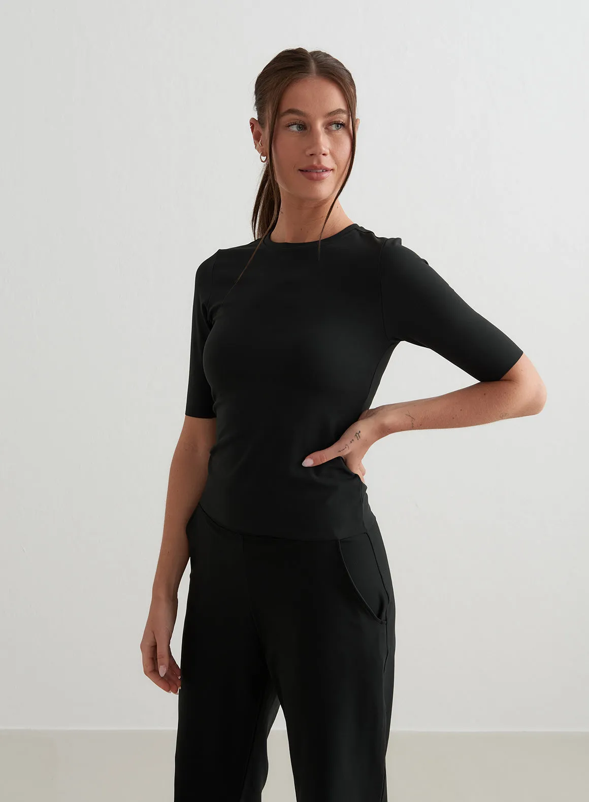 Black Sense Half Sleeve Top