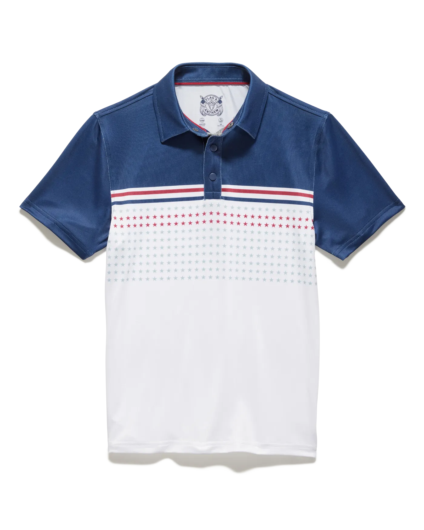 BOYS BANNER STARS & STRIPES BLOCKED PERFORMANCE POLO