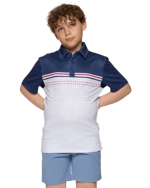 BOYS BANNER STARS & STRIPES BLOCKED PERFORMANCE POLO