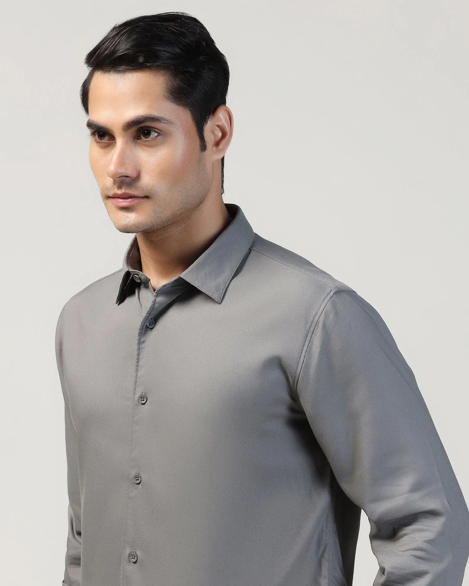 Casual Grey Solid Shirt - Gerald