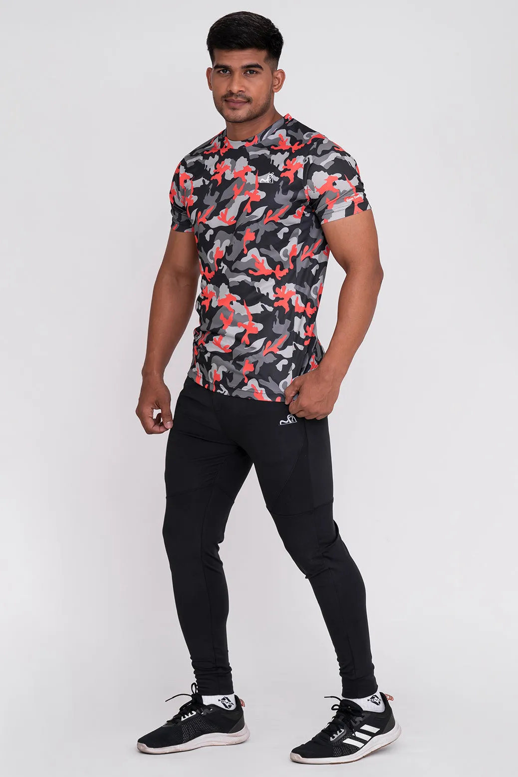 CruiseCamo Round Neck T-Shirt Light Grey Black