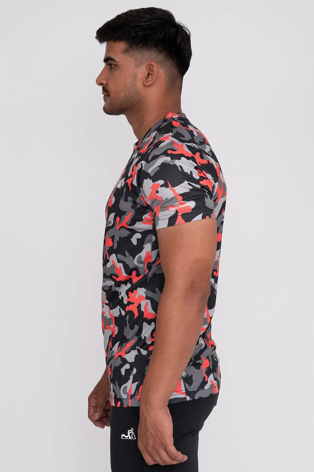 CruiseCamo Round Neck T-Shirt Light Grey Black