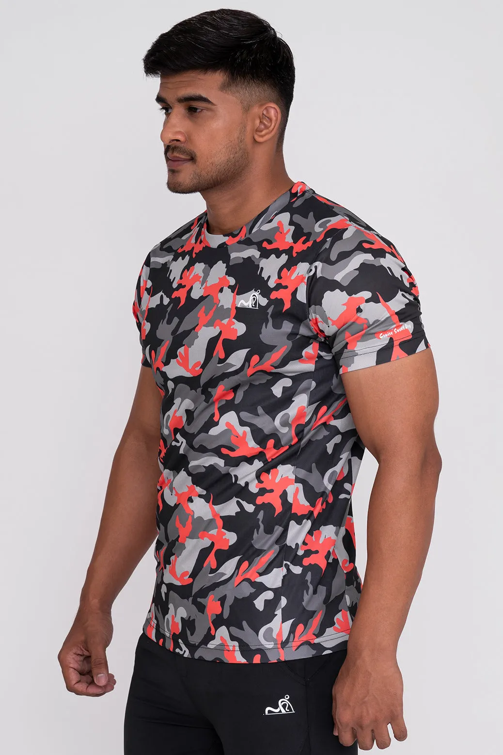 CruiseCamo Round Neck T-Shirt Light Grey Black