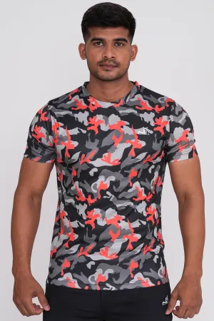 CruiseCamo Round Neck T-Shirt Light Grey Black