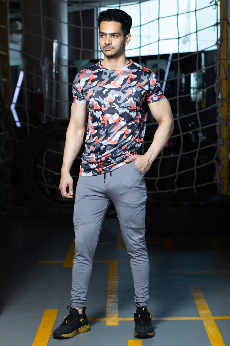 CruiseCamo Round Neck T-Shirt Light Grey Black