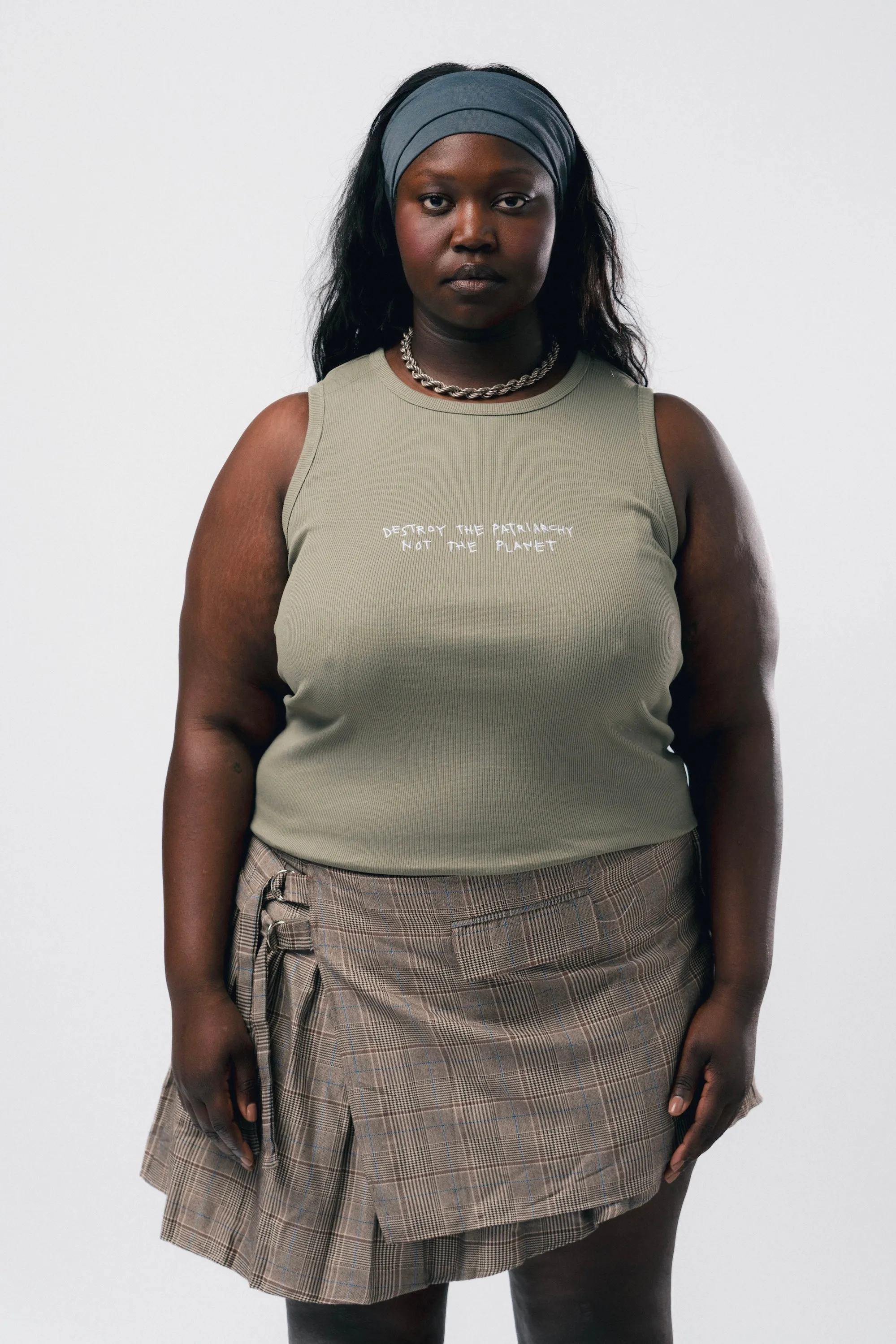 Destroy The Patriarchy Ribbed Racer Tank (Agave)