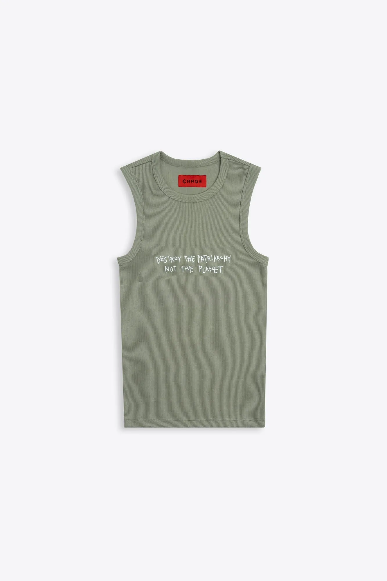 Destroy The Patriarchy Ribbed Racer Tank (Agave)