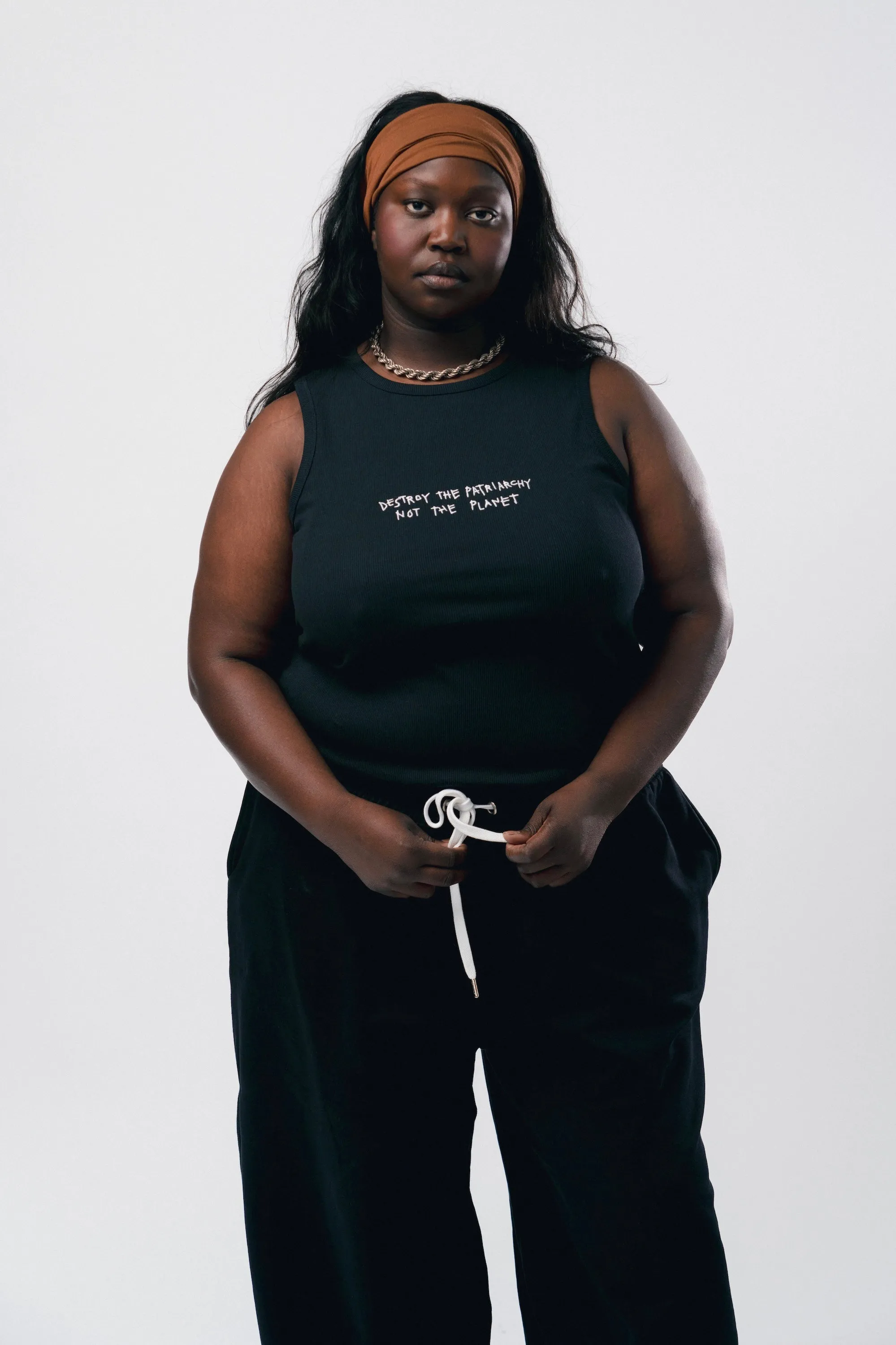 Destroy The Patriarchy Ribbed Racer Tank (Black)