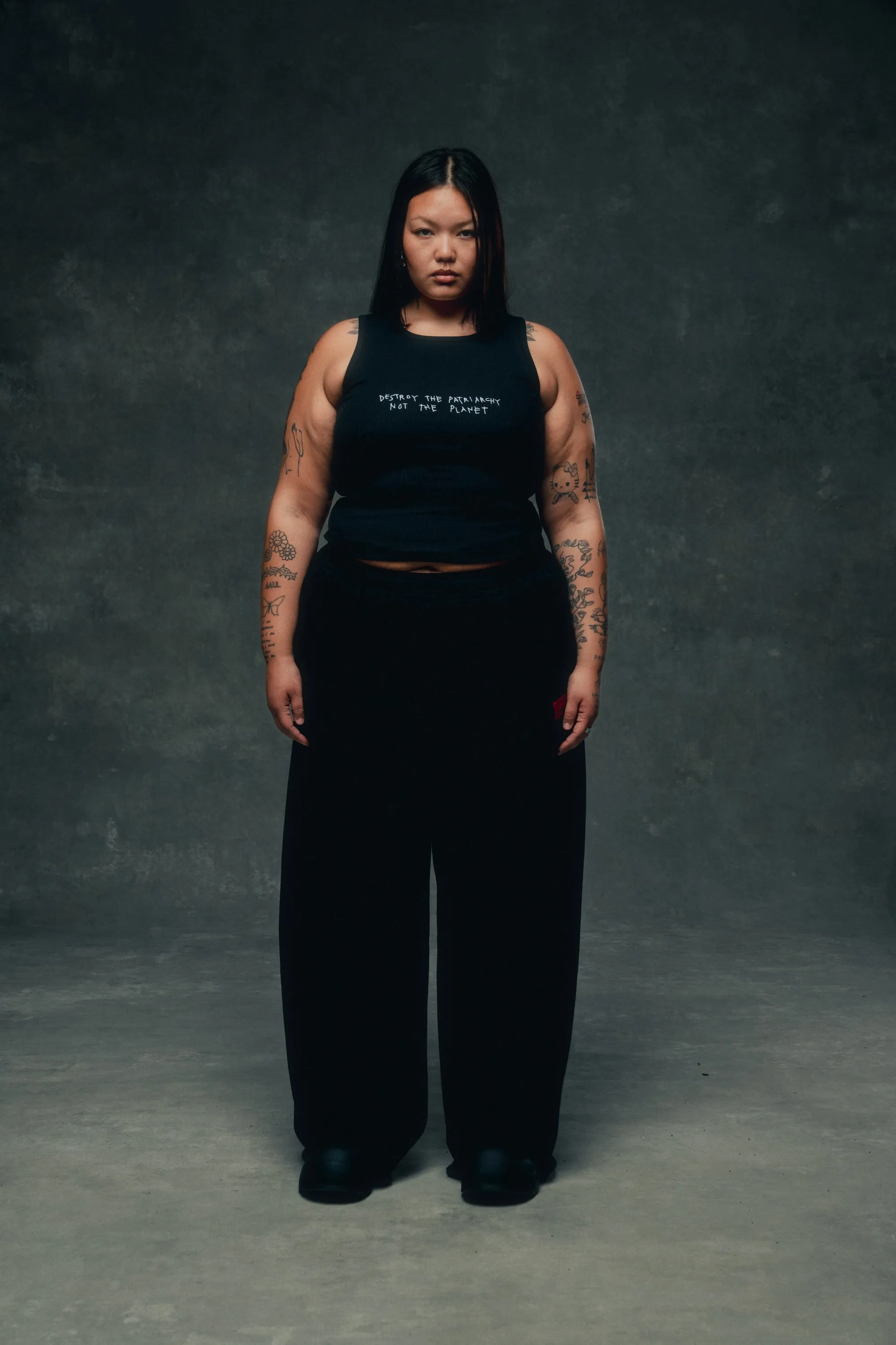 Destroy The Patriarchy Ribbed Racer Tank (Black)