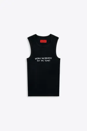 Destroy The Patriarchy Ribbed Racer Tank (Black)