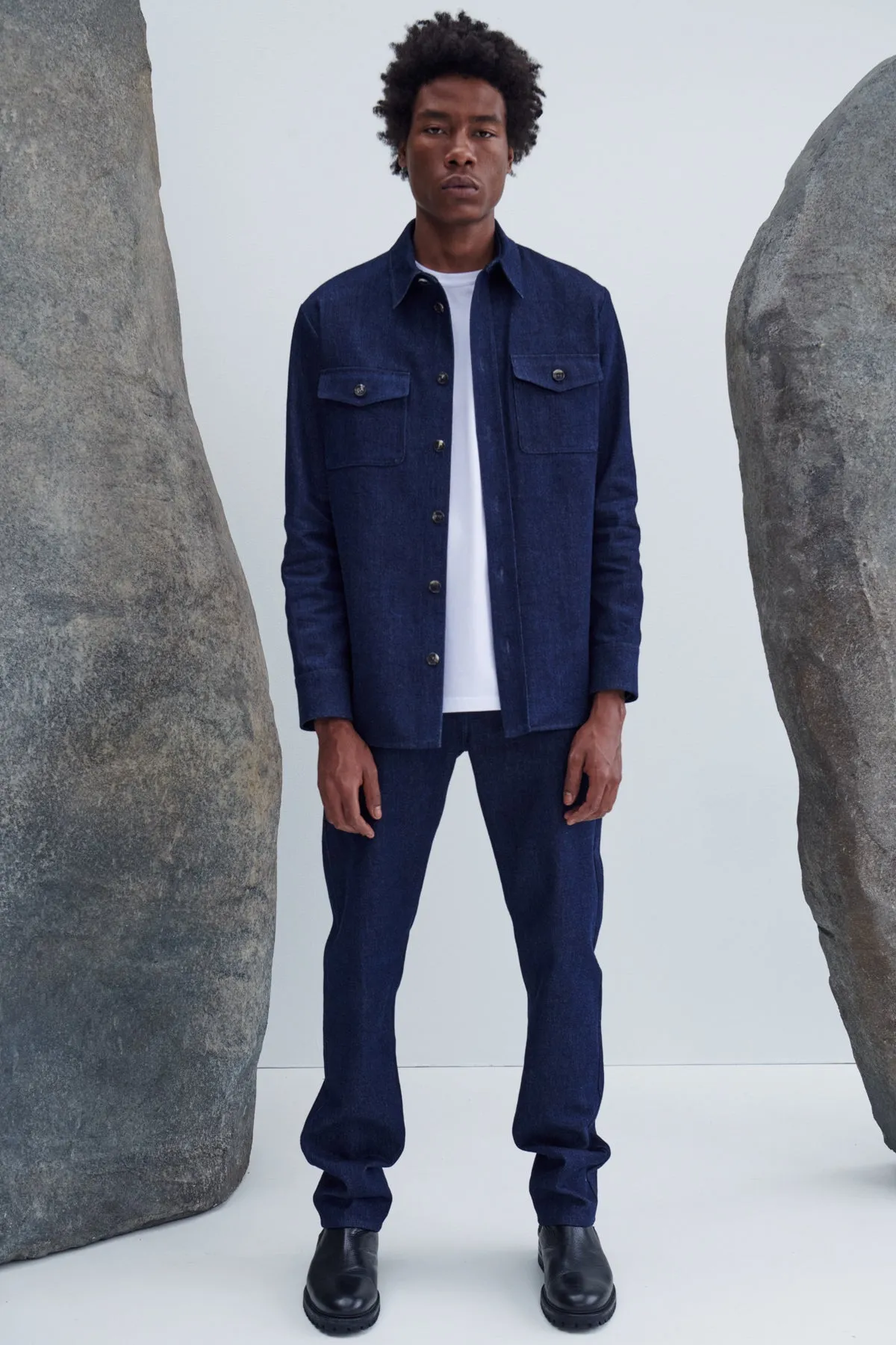 Everly Overshirt in Navy Organic Denim