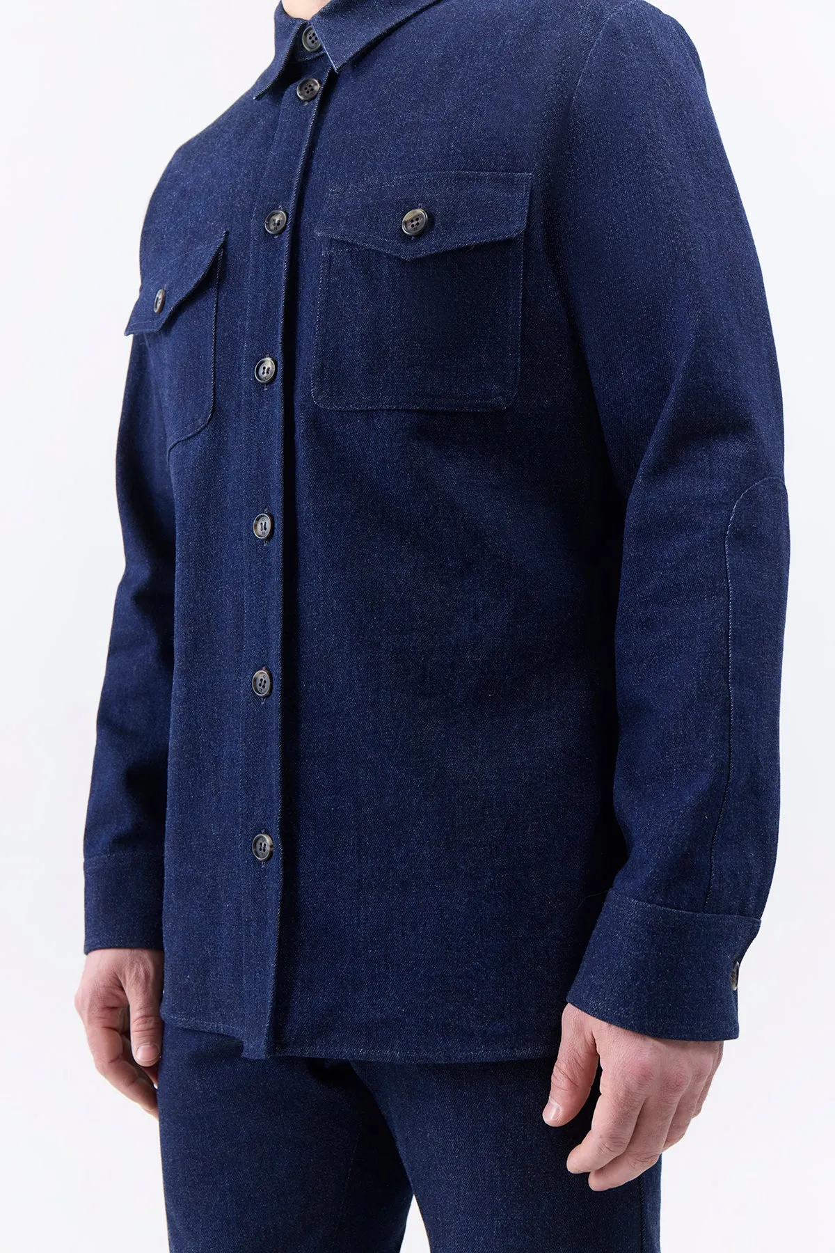 Everly Overshirt in Navy Organic Denim