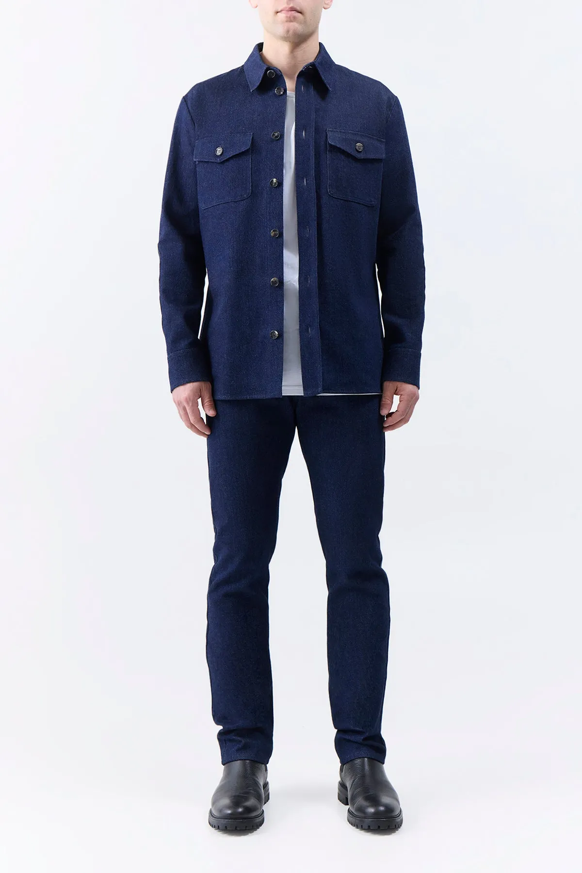 Everly Overshirt in Navy Organic Denim