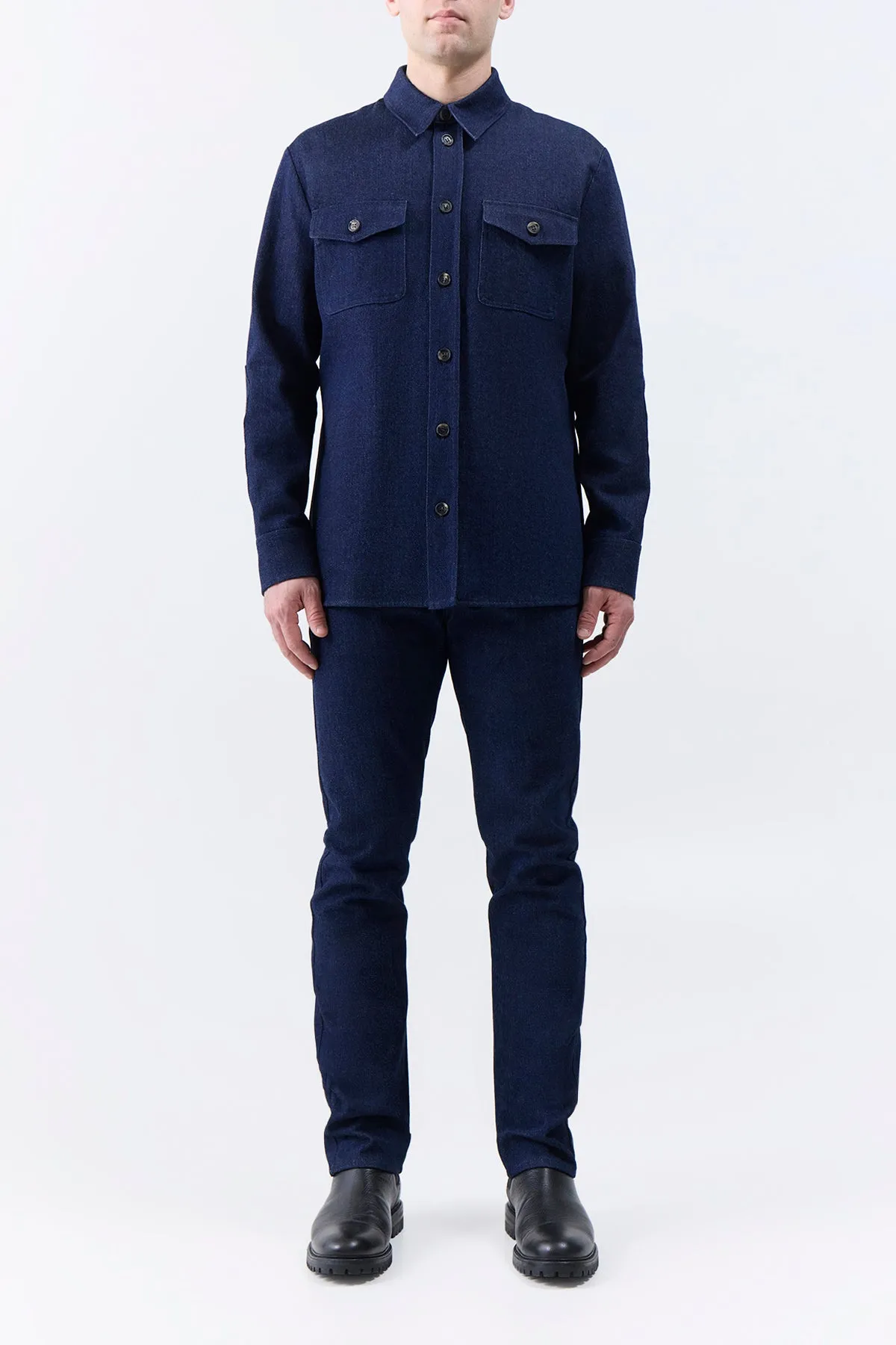 Everly Overshirt in Navy Organic Denim