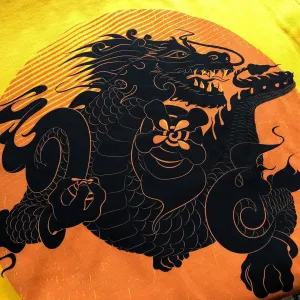 Fair Trade Unisex Organic Cotton Bhutanese Thunder Dragon T-shirt Yellow Gold