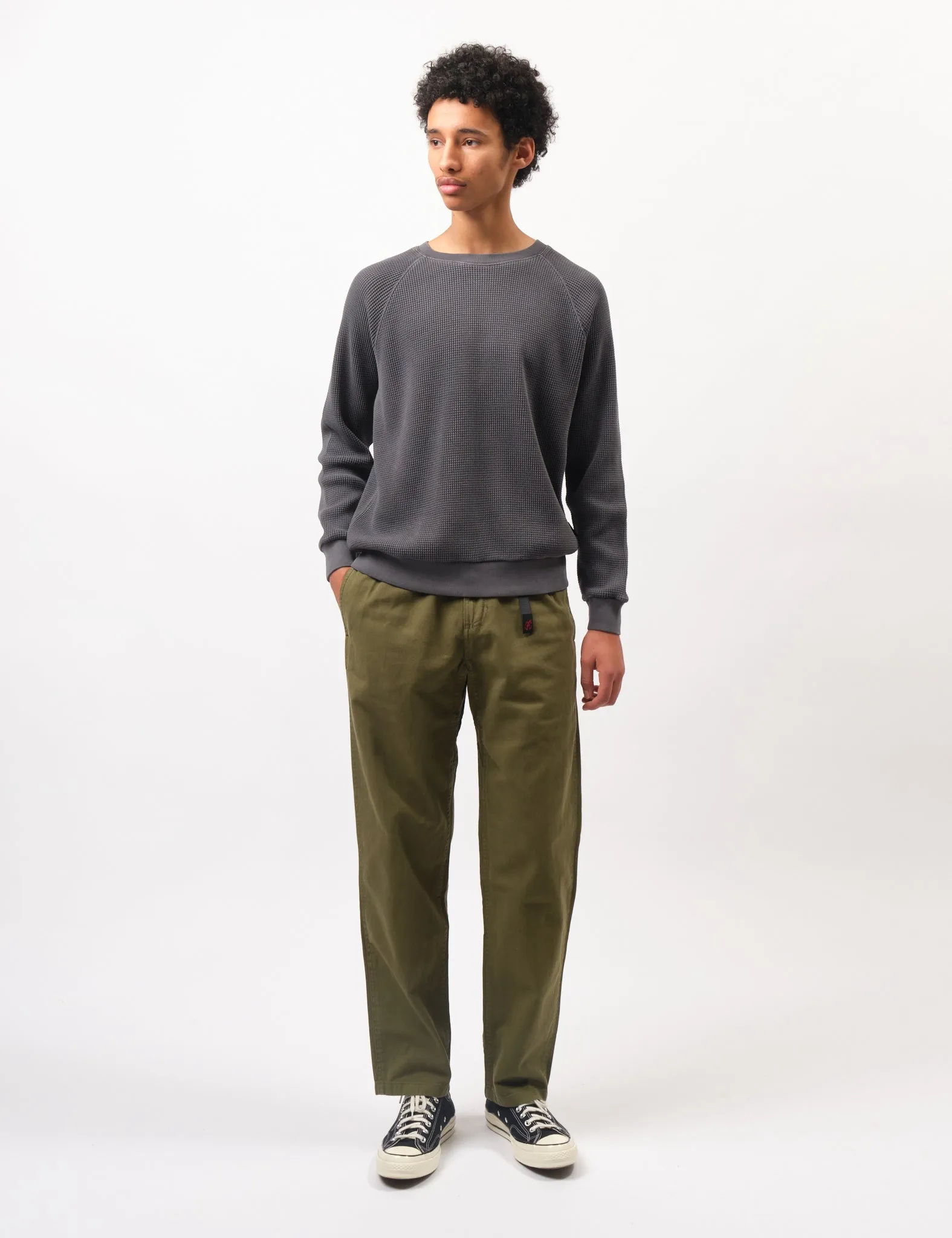 Gramicci Waffle Crew Sweatshirt - Pigment Black