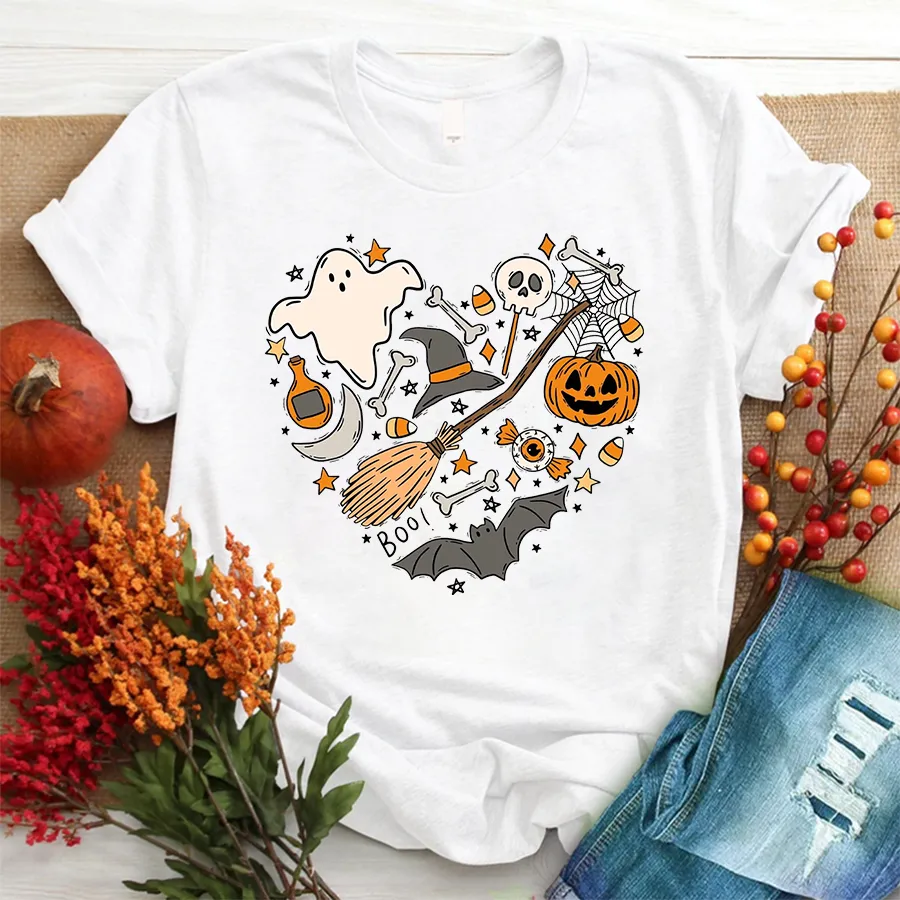 Halloween Doodles Hearth Shirt Gift For Halloween Grandma, Cute Halloween Shirt, Halloween T-Shirt