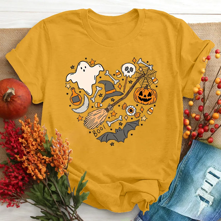 Halloween Doodles Hearth Shirt Gift For Halloween Grandma, Cute Halloween Shirt, Halloween T-Shirt