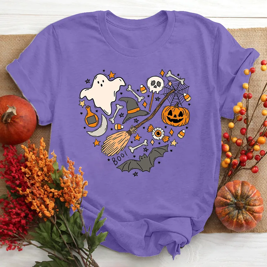 Halloween Doodles Hearth Shirt Gift For Halloween Grandma, Cute Halloween Shirt, Halloween T-Shirt