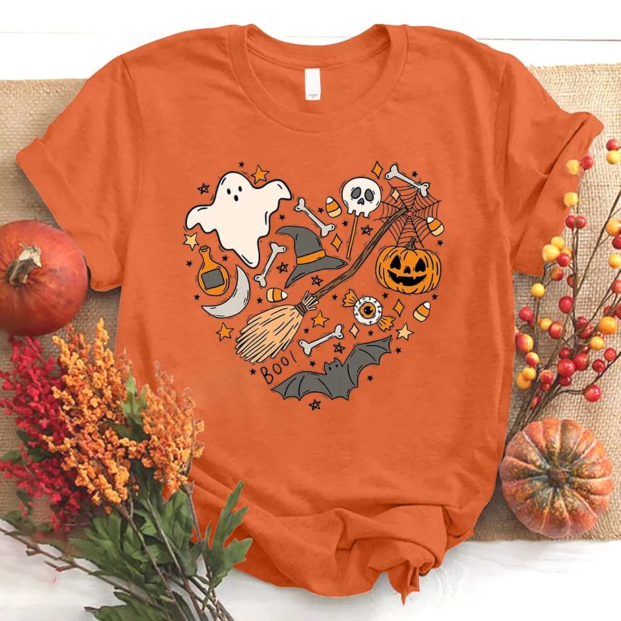 Halloween Doodles Hearth Shirt Gift For Halloween Grandma, Cute Halloween Shirt, Halloween T-Shirt