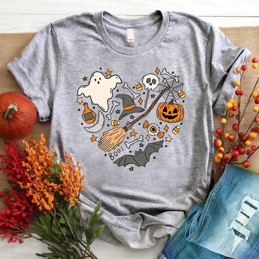 Halloween Doodles Hearth Shirt Gift For Halloween Grandma, Cute Halloween Shirt, Halloween T-Shirt
