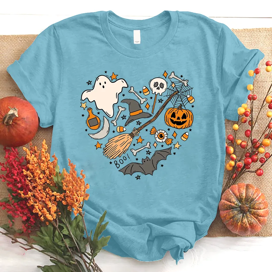 Halloween Doodles Hearth Shirt Gift For Halloween Grandma, Cute Halloween Shirt, Halloween T-Shirt