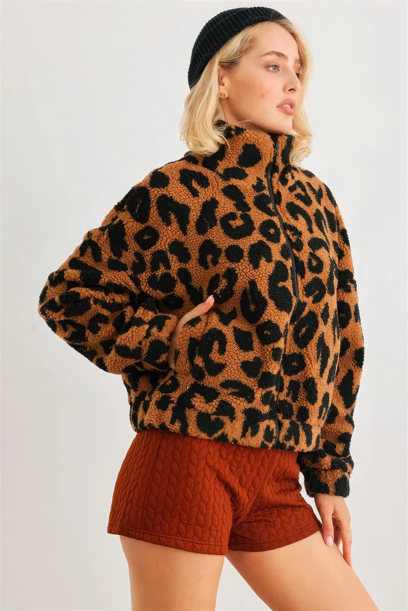 Hot Girl Gone Wild Leopard Fuzzy Teddy Jacket