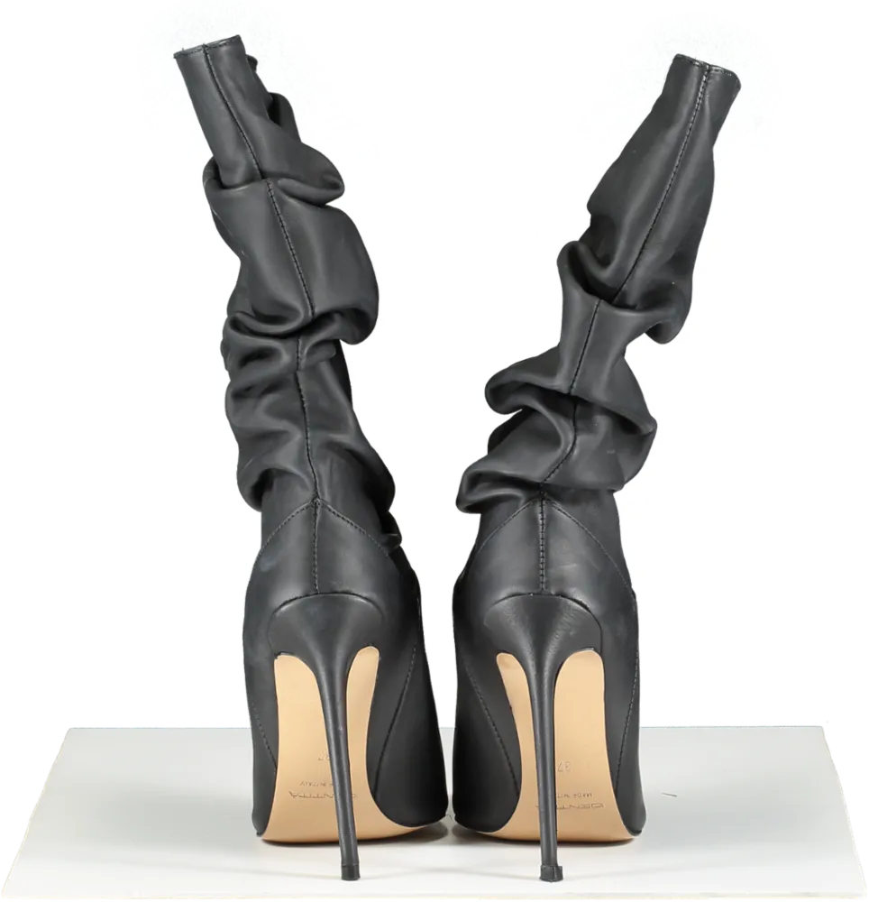 Identita Black Raissa Leather Slouch Boot UK 4 EU 37 