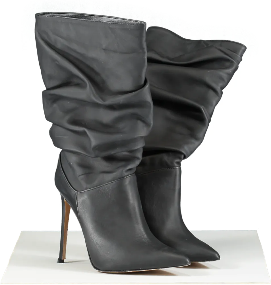 Identita Black Raissa Leather Slouch Boot UK 4 EU 37 