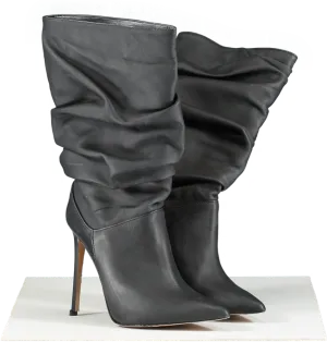 Identita Black Raissa Leather Slouch Boot UK 4 EU 37 