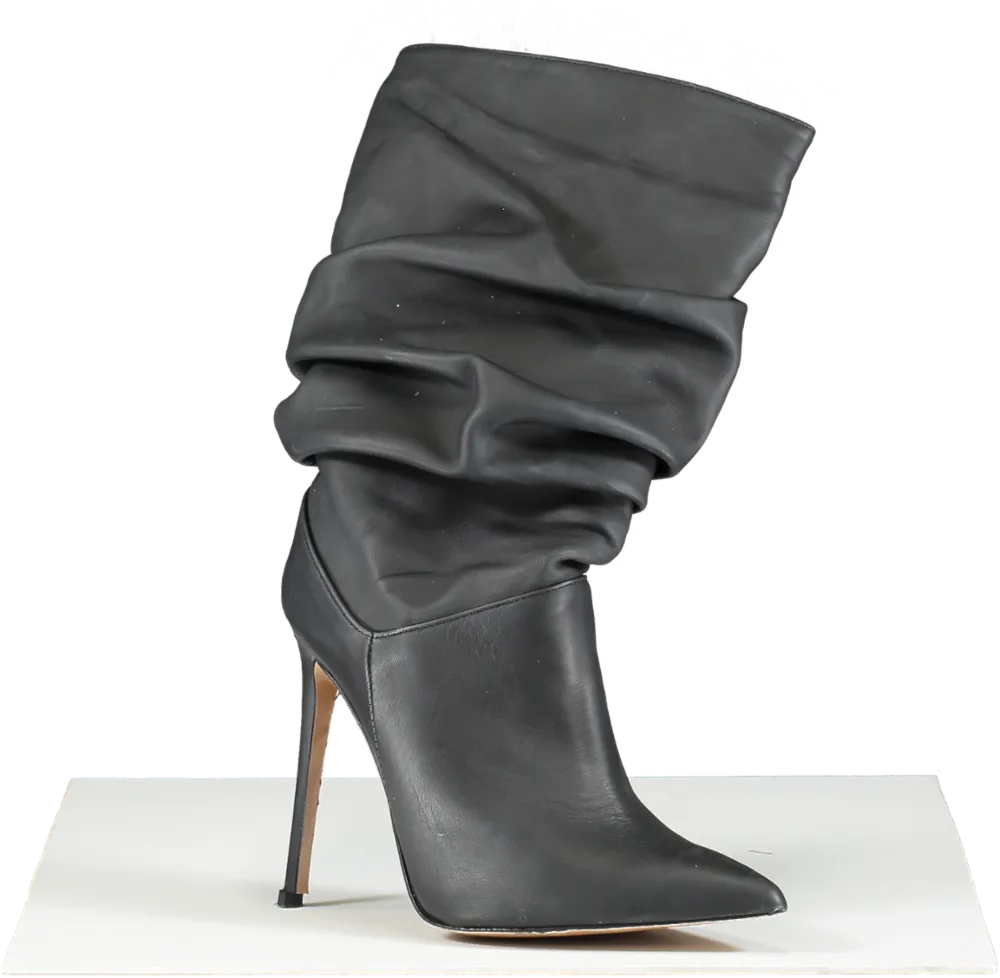 Identita Black Raissa Leather Slouch Boot UK 4 EU 37 