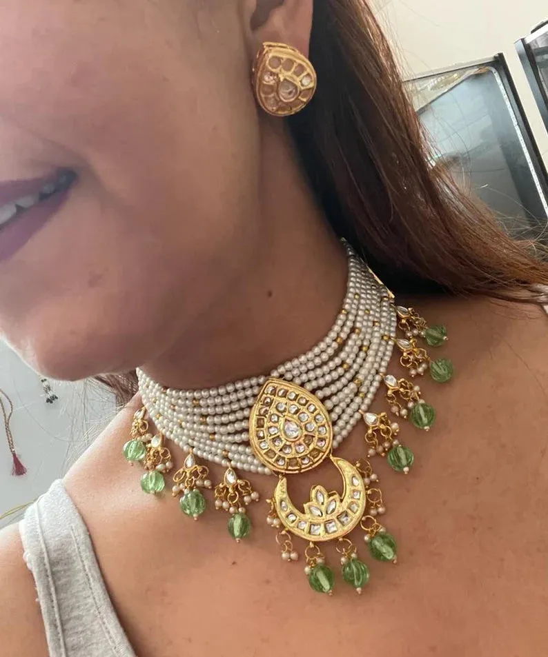 Kundan Pearls Necklace Set