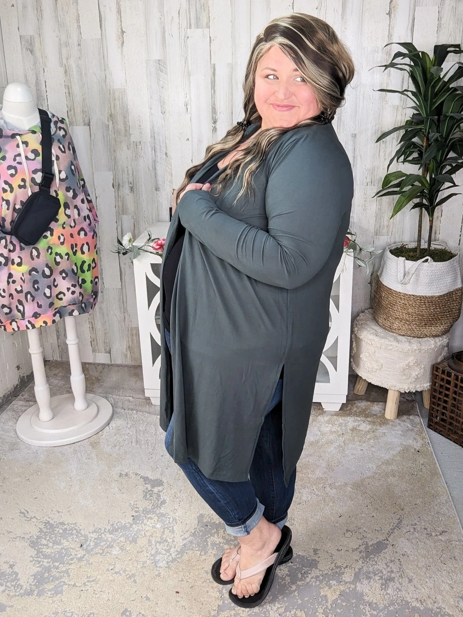 Lainie Longline Butter Soft Cardi w/Side Slits (2 colors)
