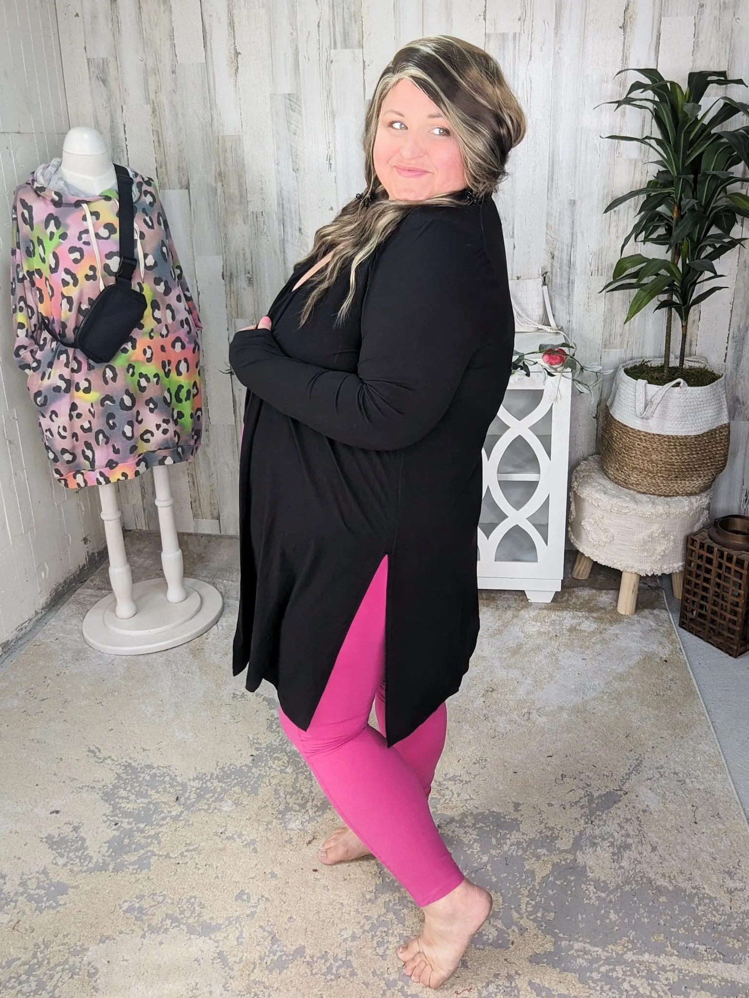 Lainie Longline Butter Soft Cardi w/Side Slits (2 colors)