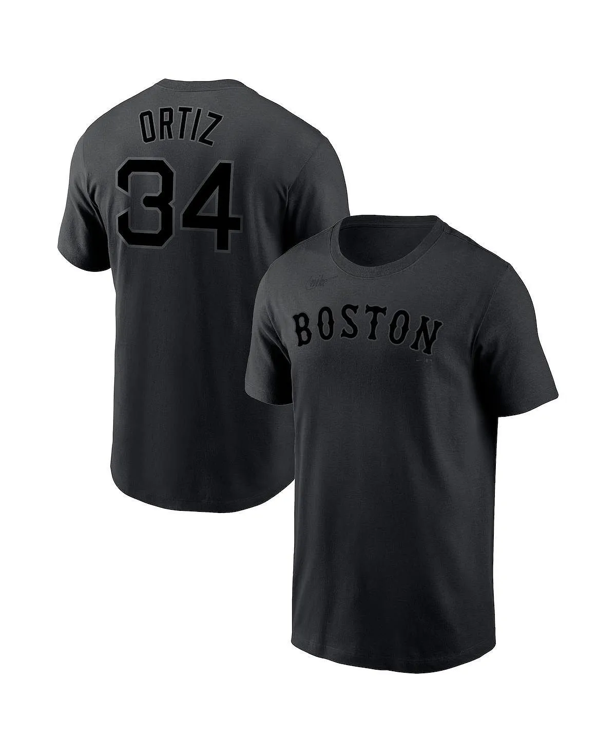 Men's david ortiz black boston red sox t shirt with Nike name and number, black