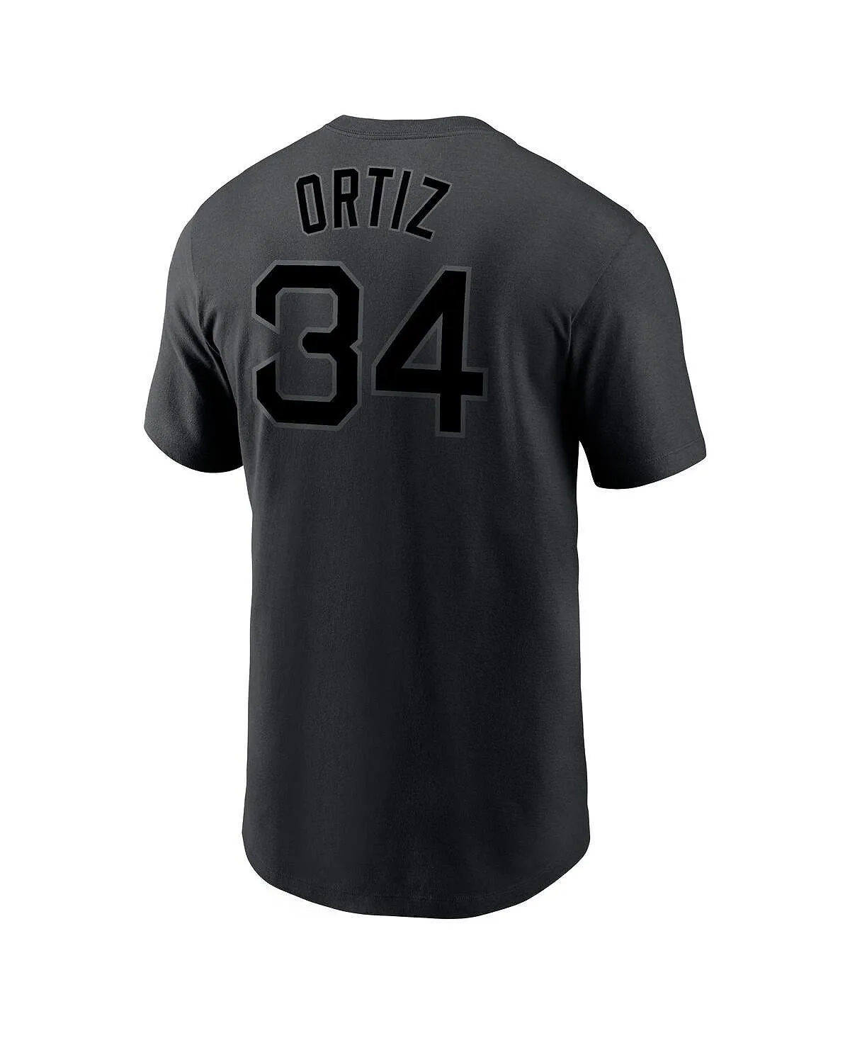 Men's david ortiz black boston red sox t shirt with Nike name and number, black