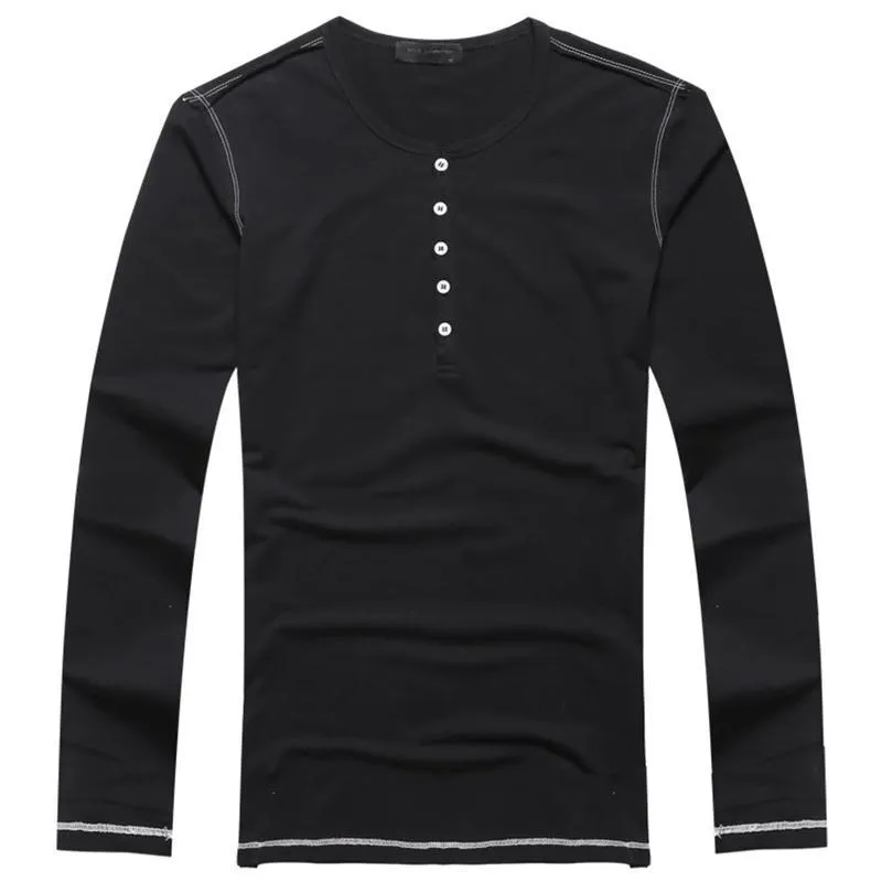 Men's Half-placket Long-sleeved T-shirt
