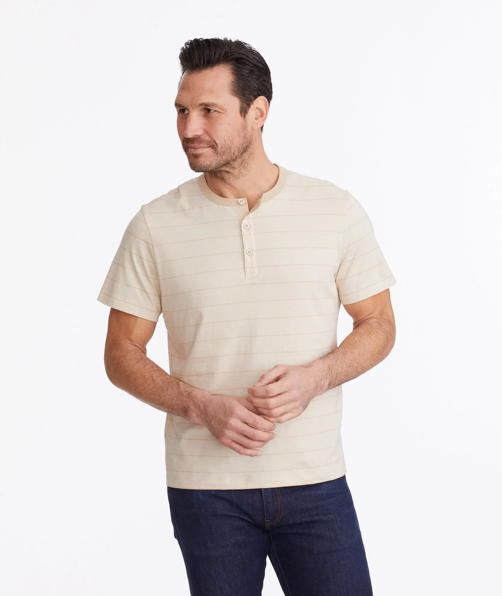 Multistripe Short-Sleeve Henley - FINAL SALE