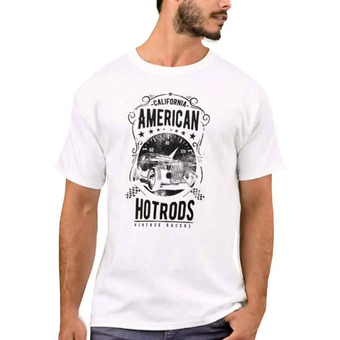 Nutcase Designer Round Neck Men's T-Shirt Wrinkle-Free Poly Cotton Tees - American Hotrods